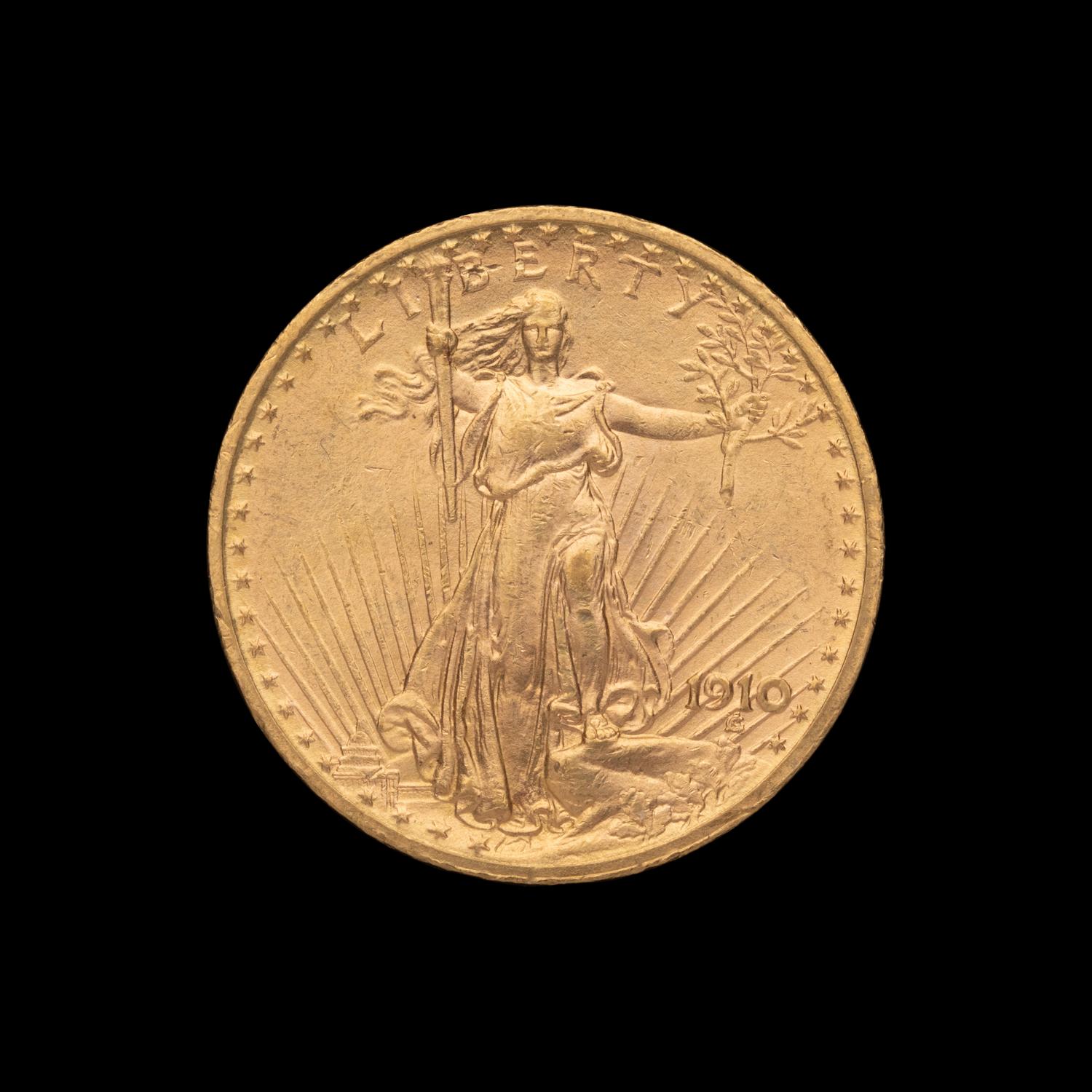 A 1910 Saint Gaudens $20 Gold Coin
