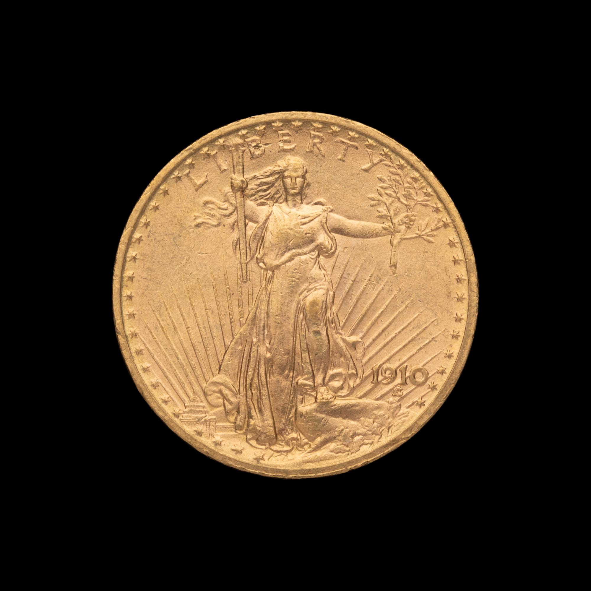 A 1910 Saint Gaudens $20 Gold Coin
