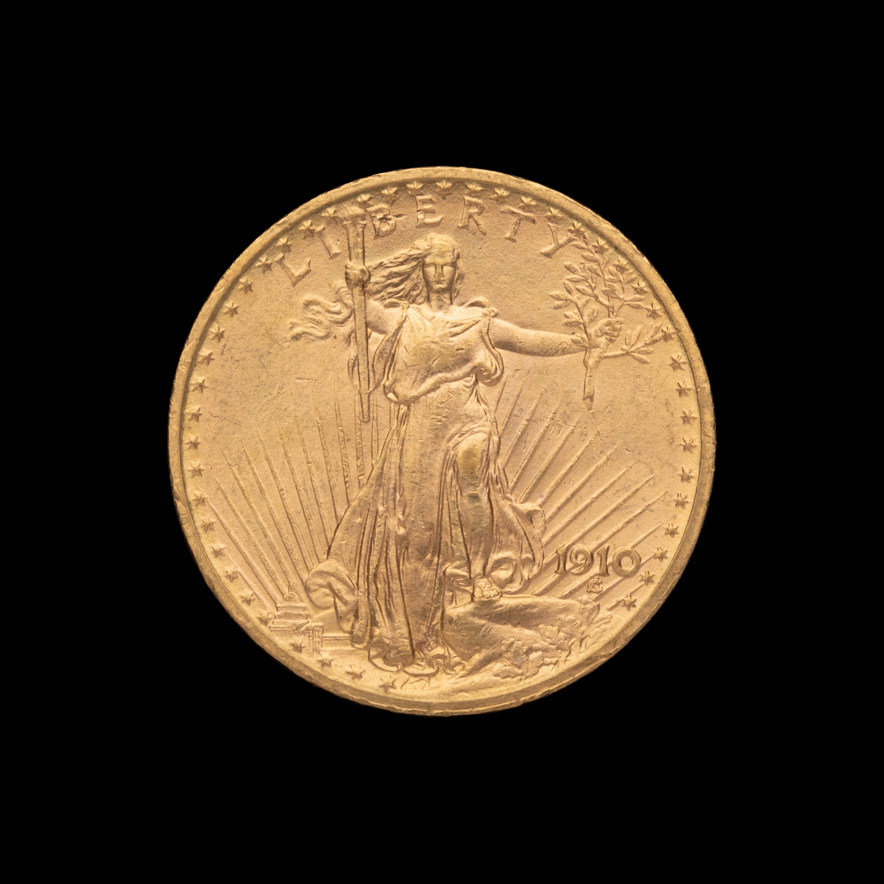A 1910 Saint Gaudens $20 Gold Coin