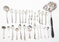 A Group of Silver Flatware, , comprising 28 flatware items, together with an associated silver-plate serving spoon.