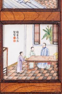 A Pair of Famille Rose Porcelain Inset Wall Panels