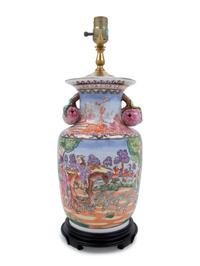 A Chinese Export Style Porcelain Vase Mounted as a Lamp