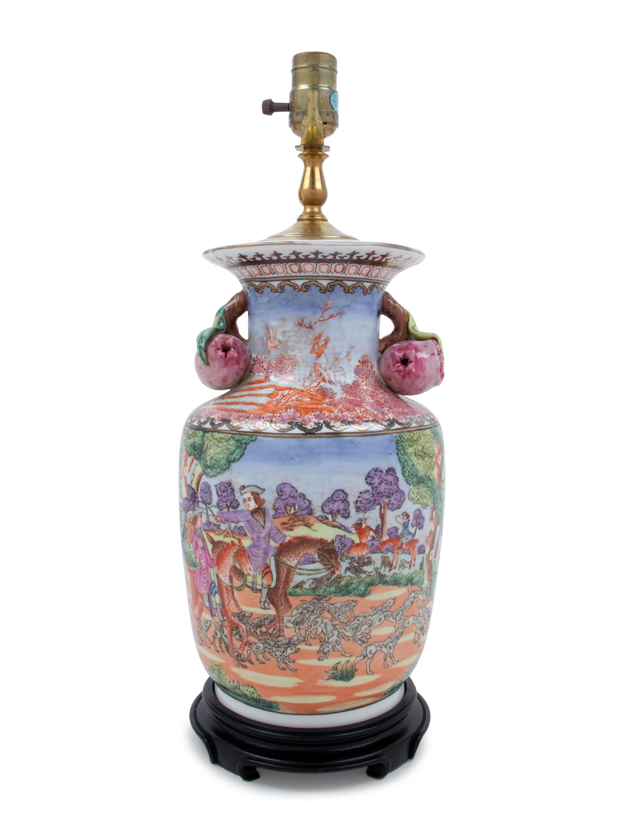 A Chinese Export Style Porcelain Vase Mounted as a Lamp