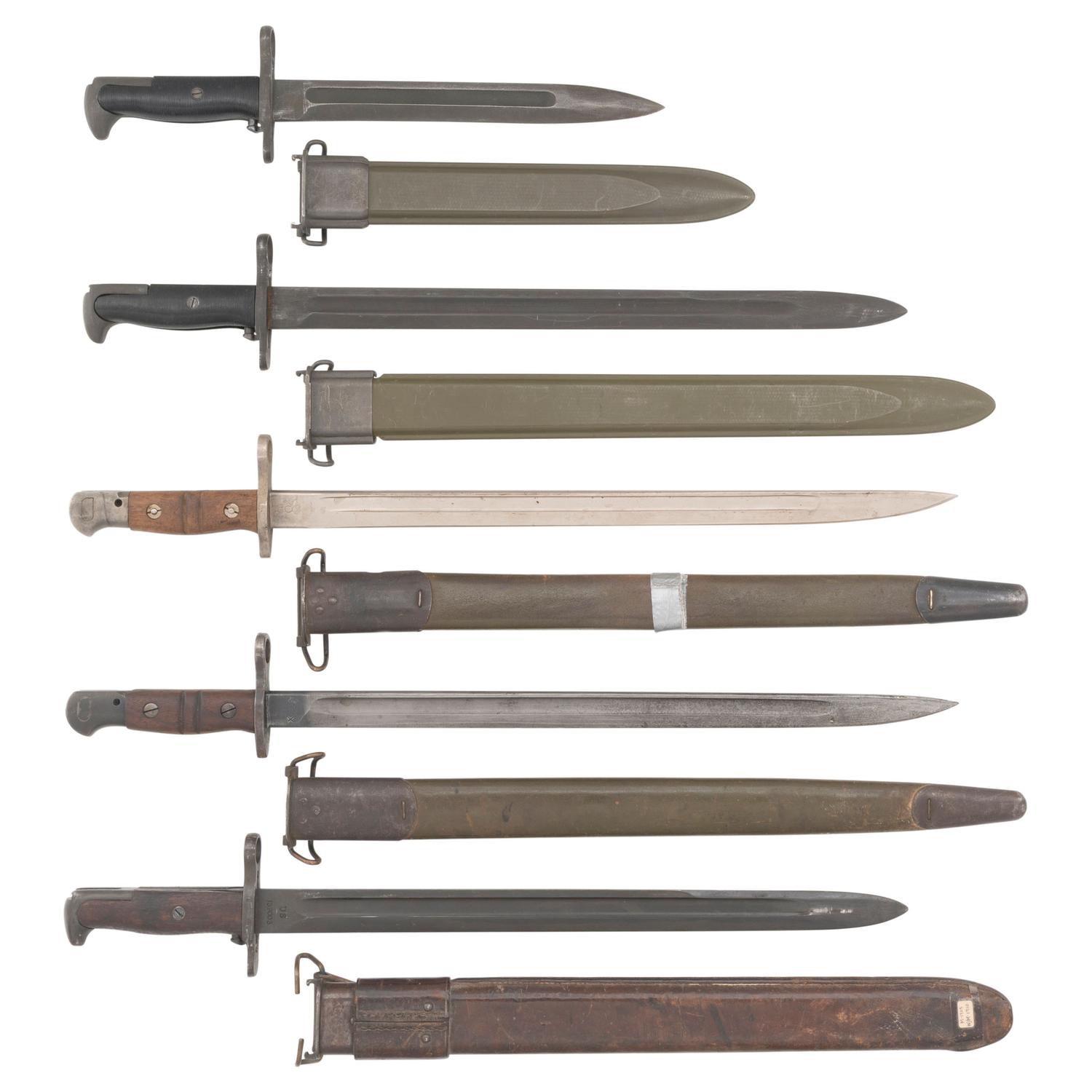 Five WWI & WWII Era US Knife Bayonets