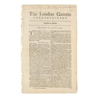 [American Revolution] A Special Issue of the London Gazette, Printing News of British General Cornwallis's Victory Over General Horatio Gates at Camden, South Carolina