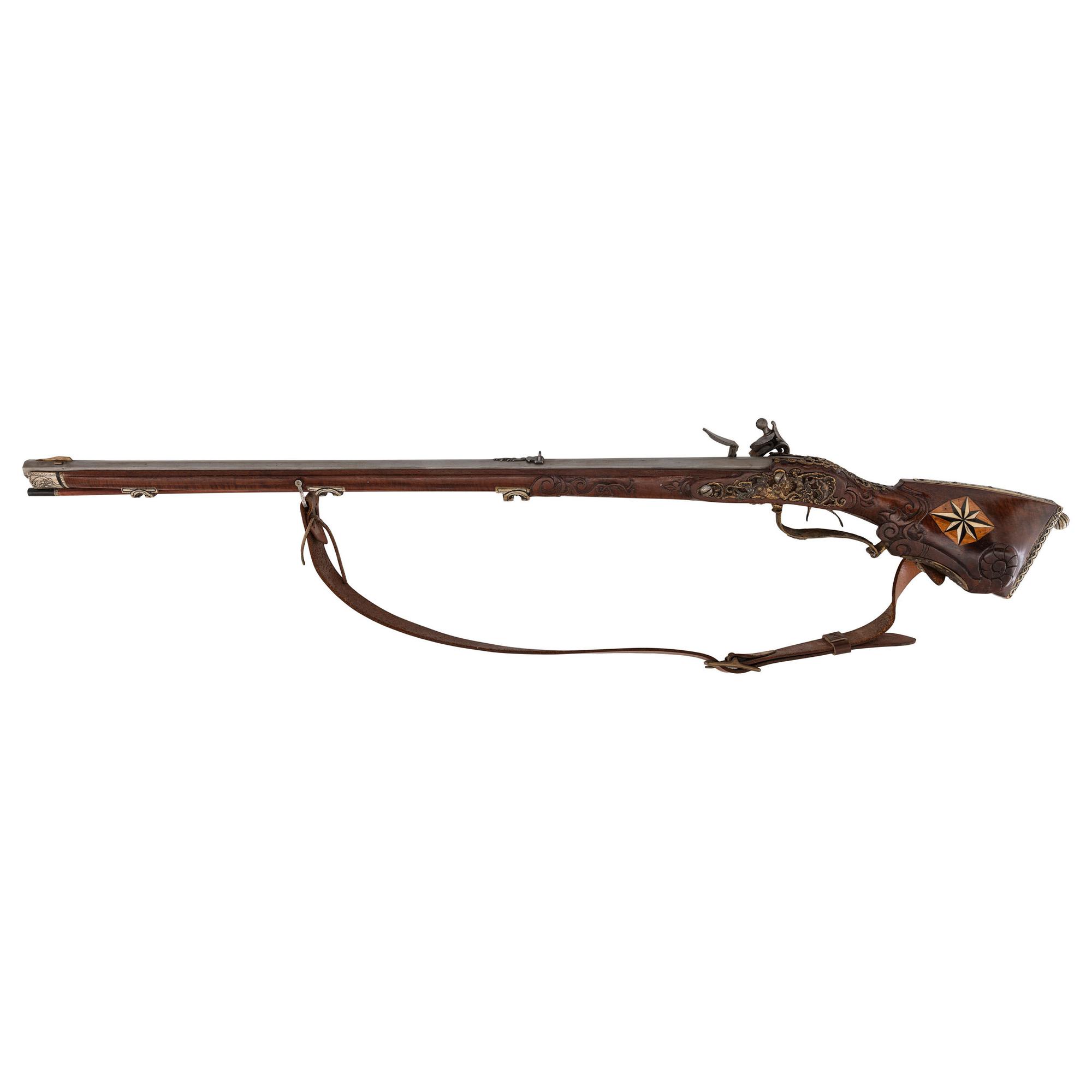 Contemporary Cheekstock Flintlock Rifle with Compass Inlay by John B. Derrick (American, b.1936)