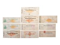 [AUTOGRAPHS]. Checks signed by artistic, literary, & political persons incl. KIPLING and GREELEY.
