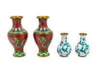 Two Pairs of Chinese Cloisonné Enamel Vases