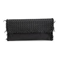 Bottega Veneta, Flat Long Clutch in Black Intrecciato Leather