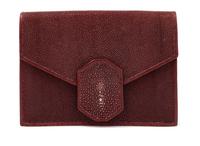 J.P. Renard Maroon Shagreen & Ostrich Clutch, 1980-90s
