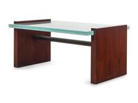 A Custom-Designed Glass and Mahogany Low Table