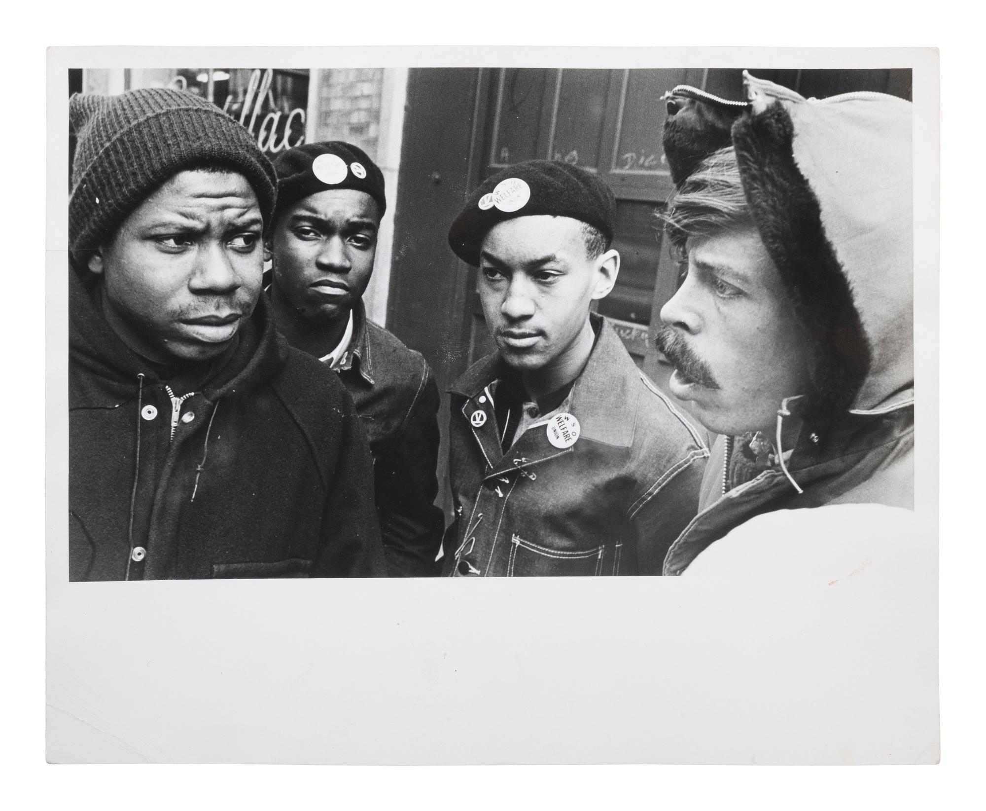 [CIVIL RIGHTS]. A group of 3 photographs, incl. FITCH, Bob (1939-2016), photographer. Photograph of members of the Welfare Union in Chicago. Ca late 1960s.