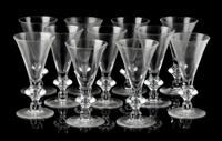 A Set of Eleven Steuben Glass Goblets Height 7 1/2 inches.