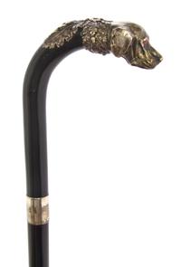 An Austrian Silver Handled Cane, Habsburg, Length of handle 4 x length overall 36 inches.