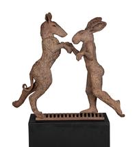 Pink Lady-Hare Dancing with Big Brown Dog, 2000