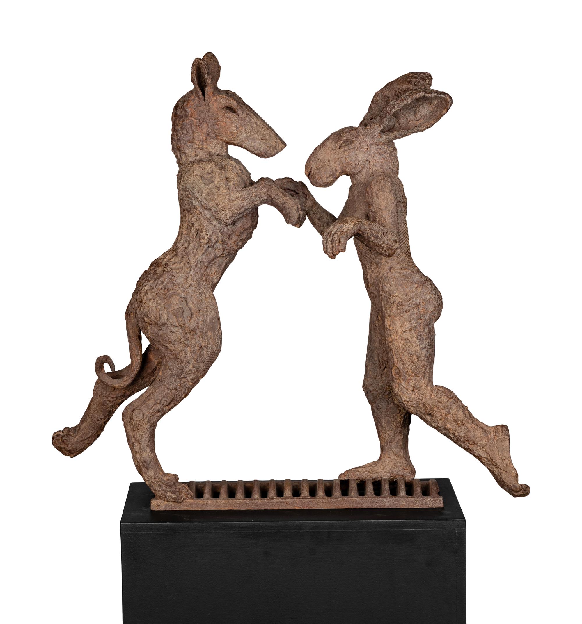 Pink Lady-Hare Dancing with Big Brown Dog, 2000