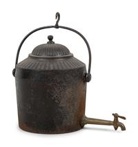 A Large Iron Hearth Kettle