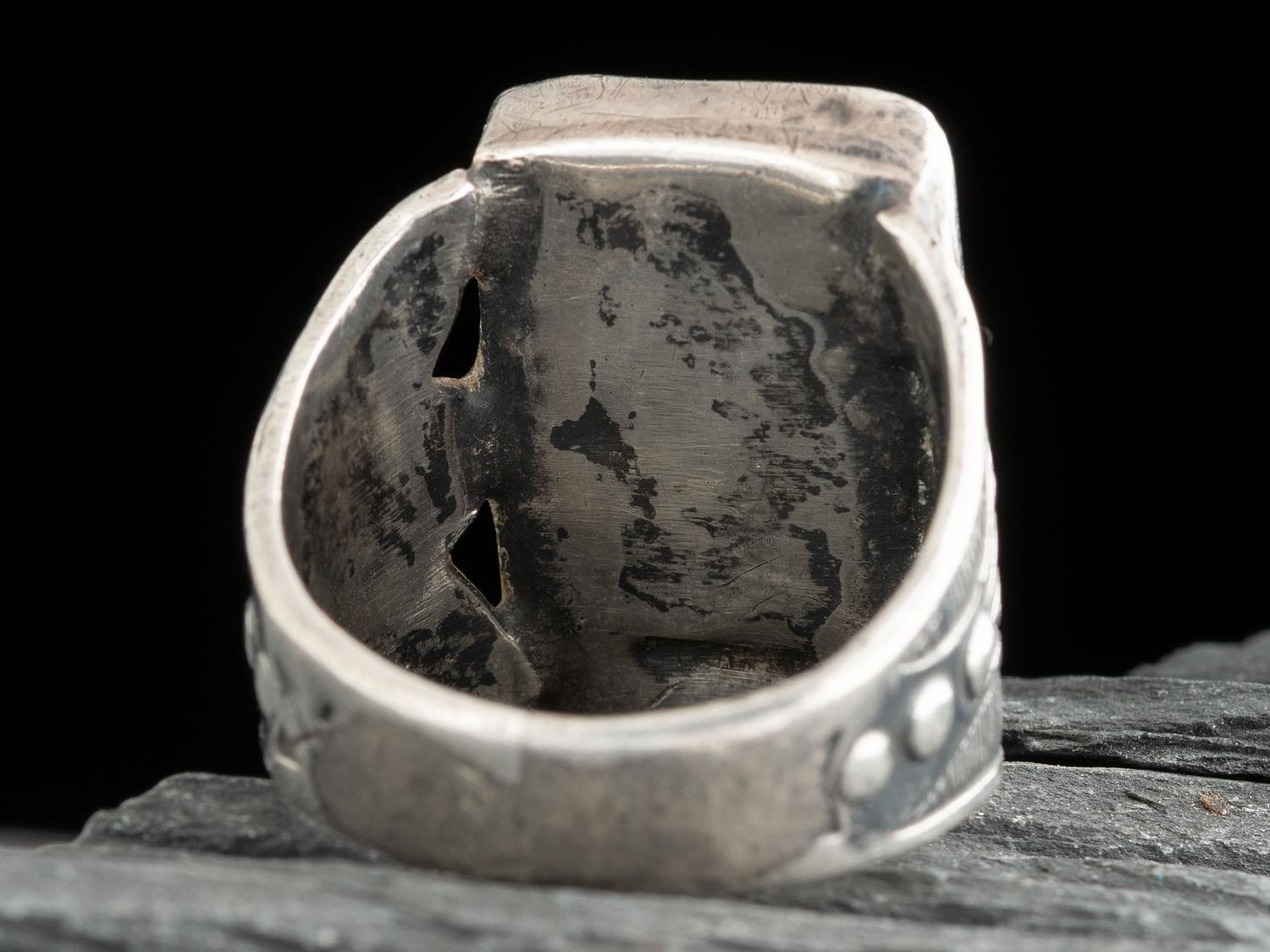 Navajo Stamped Ingot and Turquoise Ring