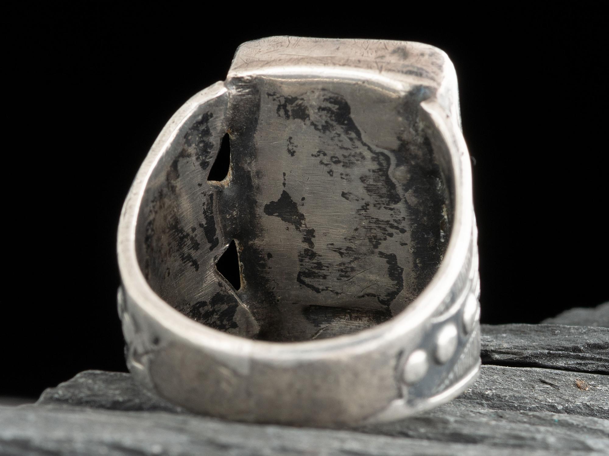 Navajo Stamped Ingot and Turquoise Ring