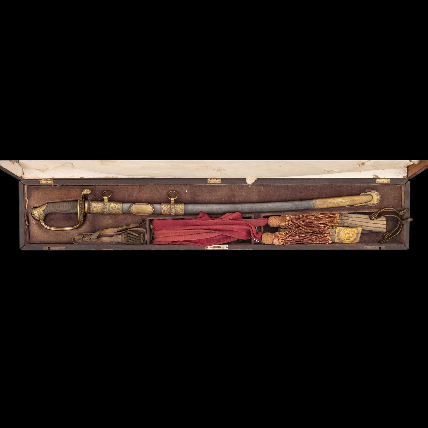 Cased Schuyler, Hartley & Graham Retailed Walscheid 1850 Foot Officer's Sword Inscribed to Major William Walker 27th Mass. Infantry - KIA at Cold Harbor with Sash, Belt, Bag and CDV
