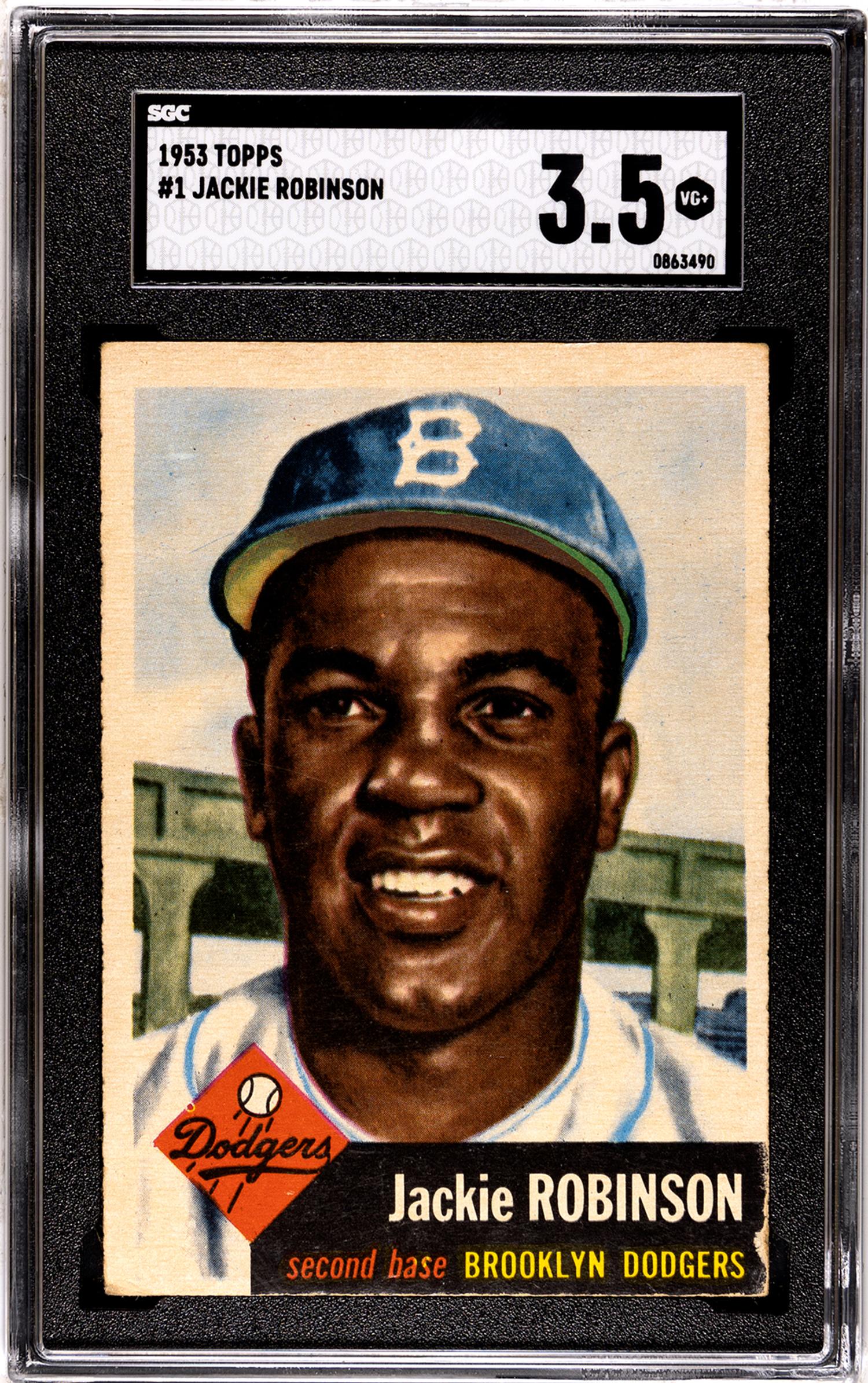 A 1953 Topps Jackie Robinson Baseball Card No. 1 (SGC 3.5 VG+)