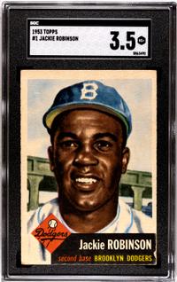 A 1953 Topps Jackie Robinson Baseball Card No. 1 (SGC 3.5 VG+)