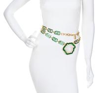 A Gianni Versace Runway Green Enamel Greco Link Belt/Necklace, Length: 51"- 56"; Pendant: 3.5" x 3.25".