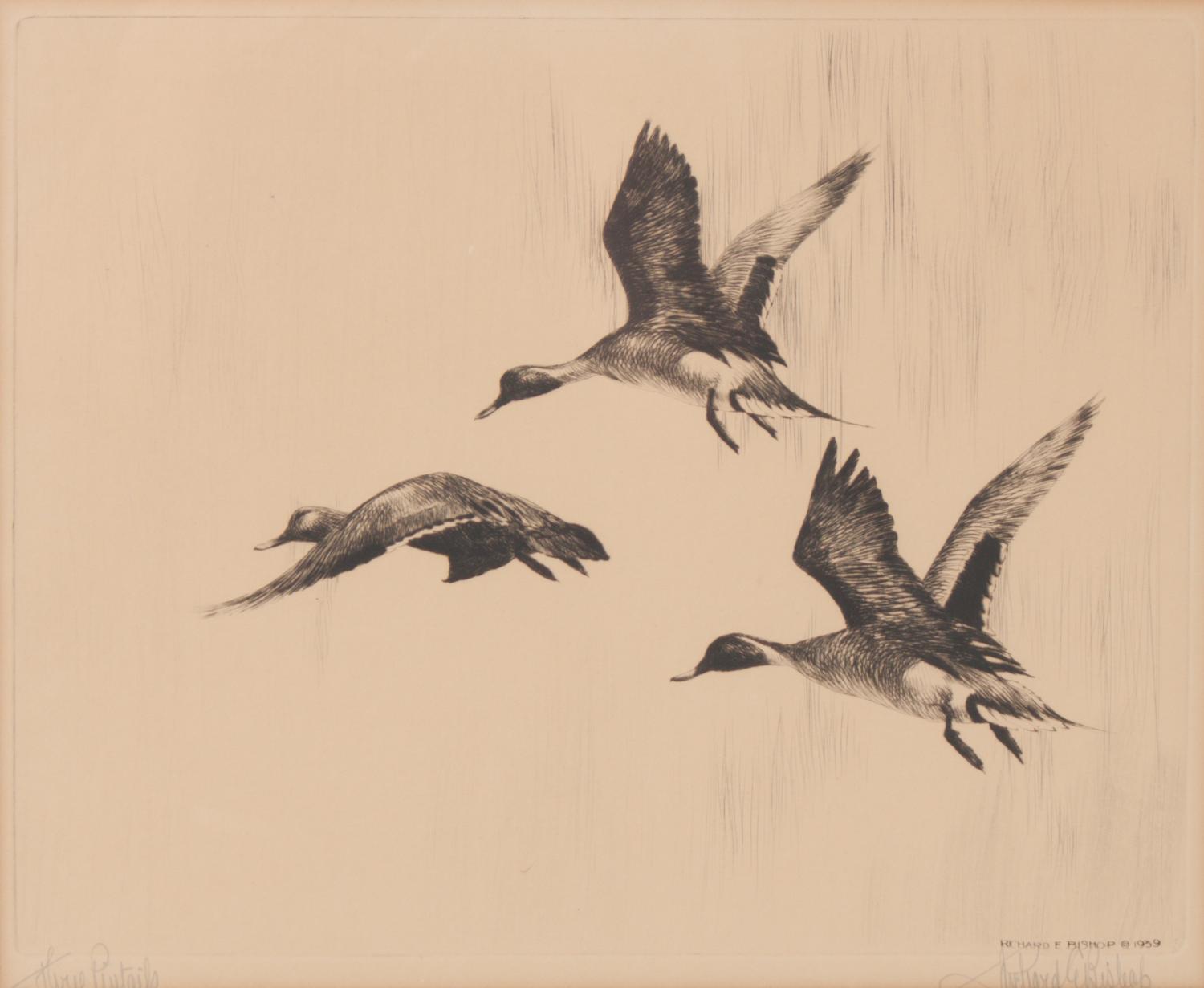 Richard Bishop, (American, 1887-1975), Three Pintails and In the Stooks (two works)