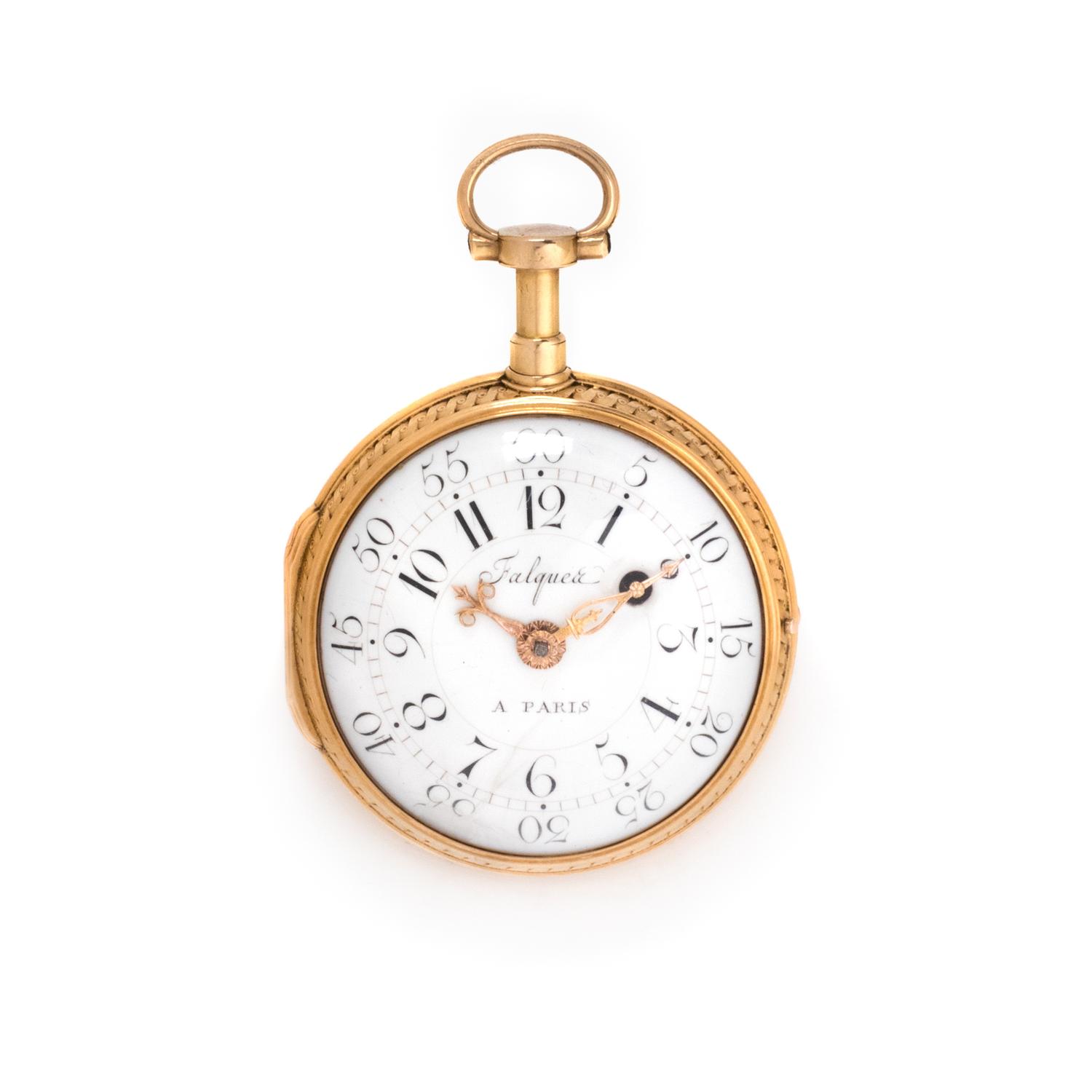 FALQUEA, GILT-METAL OPEN FACE POCKET WATCH