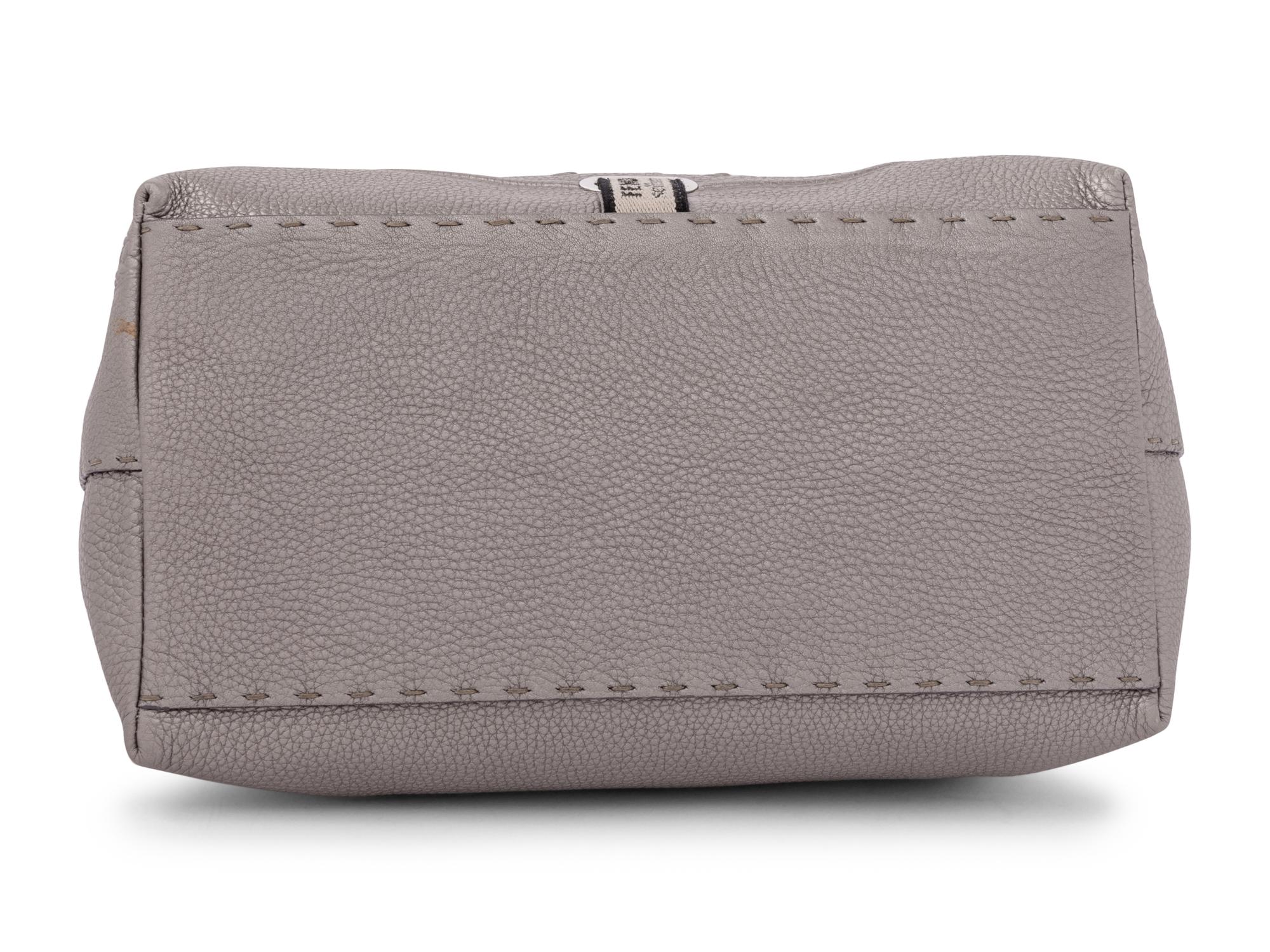 Fendi Silver Embossed Leather Bag Formerly Owned By Elizabeth Taylor