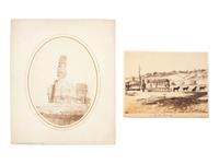 Minnesota WHITNEY, Joel (1822-1886), photographer. A group of 2 photographs, incl. Castle Rock and a dog train from Pembina, North Dakota.