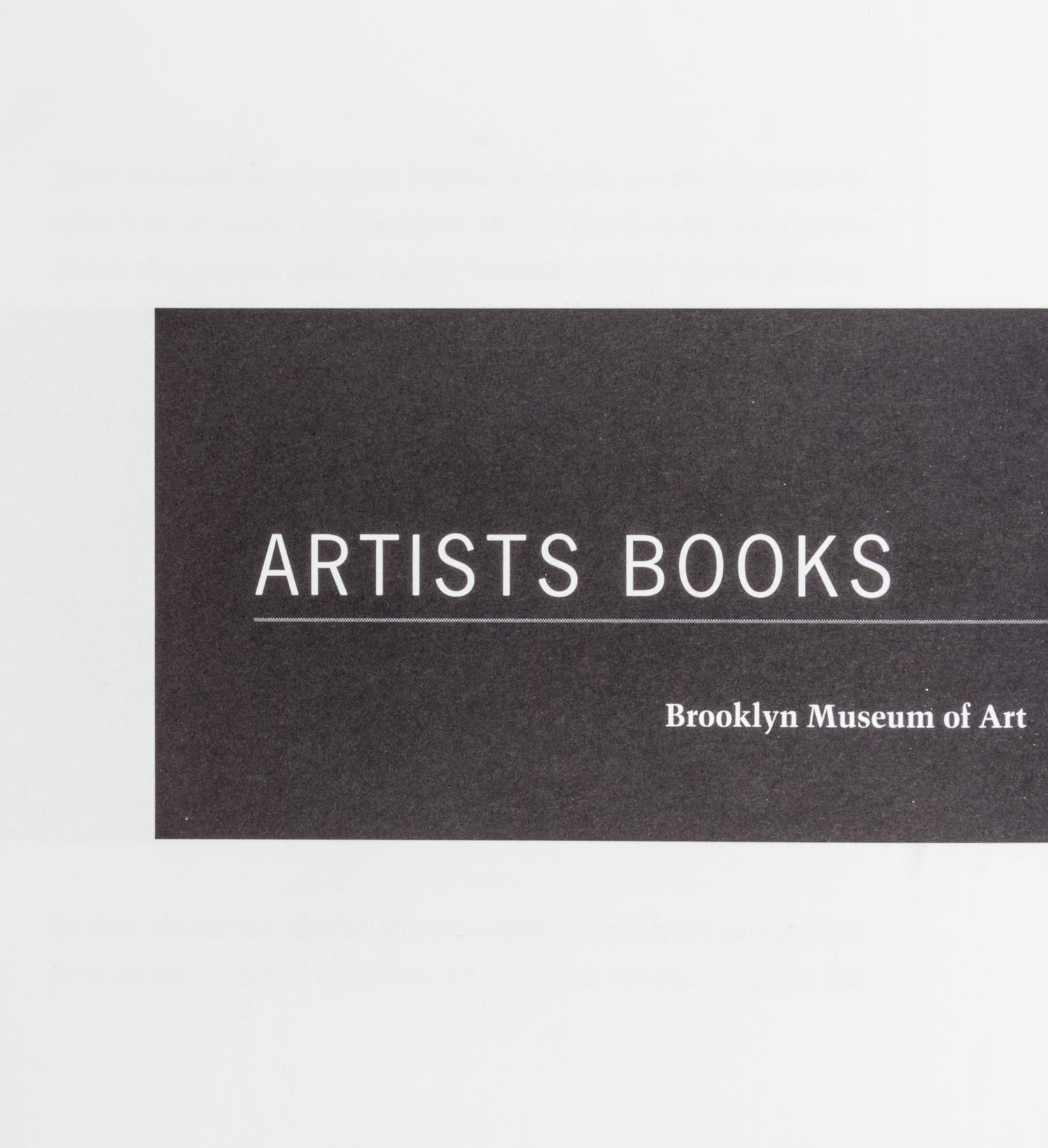 (ARTISTS BOOKS, CATALOGUES) A group of eight exhibition and sale catalogues for artists books.