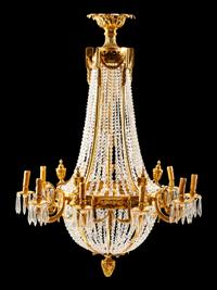 A Pair of Louis XVI Style Gilt-Bronze and Glass Ten-Light Chandeliers