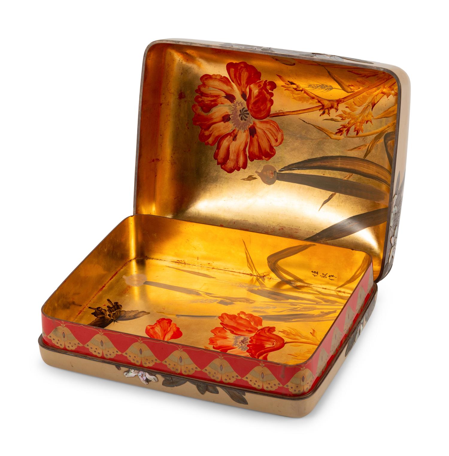 A Japanese Export Mother-of-Pearl Inlaid Lacquer Box