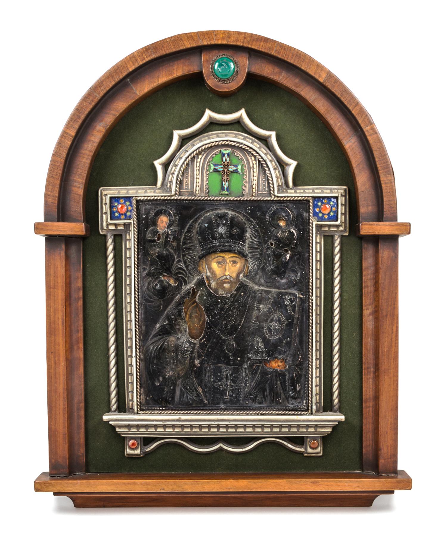 An Russian Silver Oklad Icon Height 13 x width 10 5/8 inches. — 19TH CENTURY AND LATER