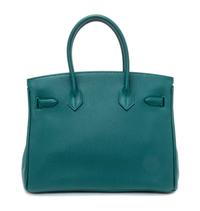 An Hermes Malachite Togo 30cm Birkin Handbag, 12" x 8.5" x 6".