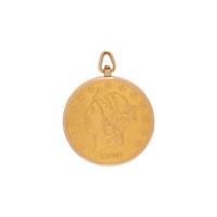 BUECHE GIROD, YELLOW GOLD LIBERTY COIN PENDANT / WATCH