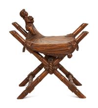 A Continental Carved Walnut X-form Stool