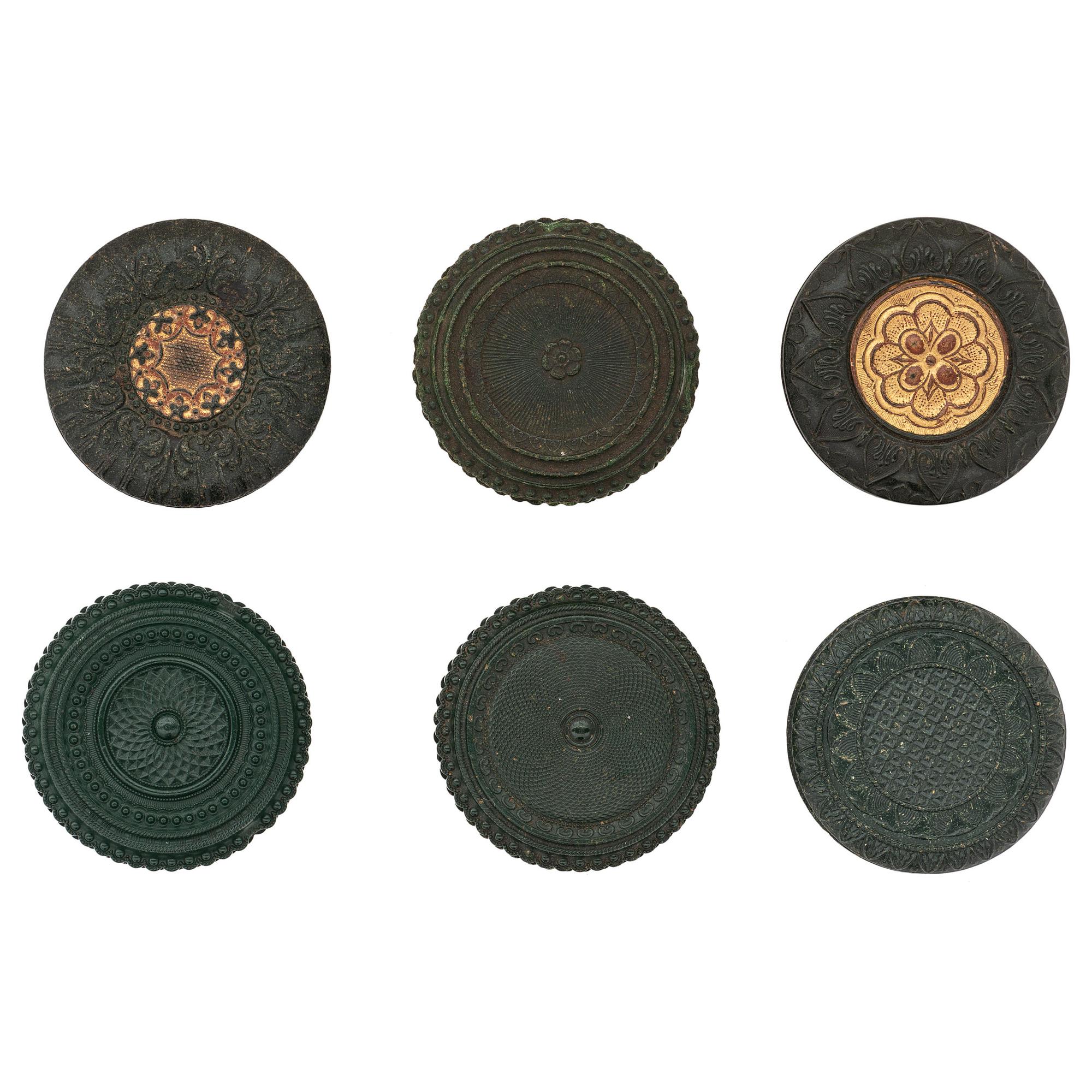 [EARLY PHOTOGRAPHY - UNION CASES]. A group of 6 assorted green "oreo" cases highlighted by Unique example, including: