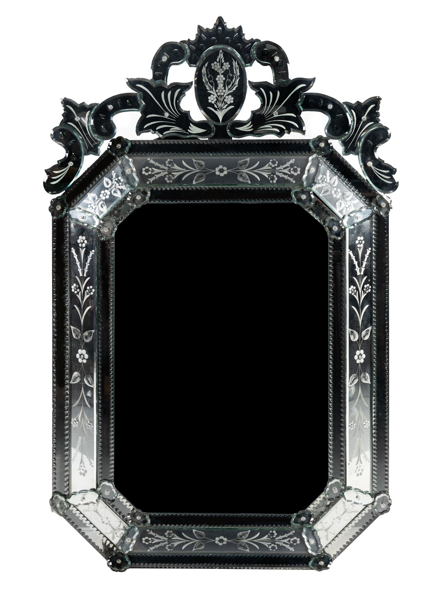 A Venetian Etched Glass Mirror