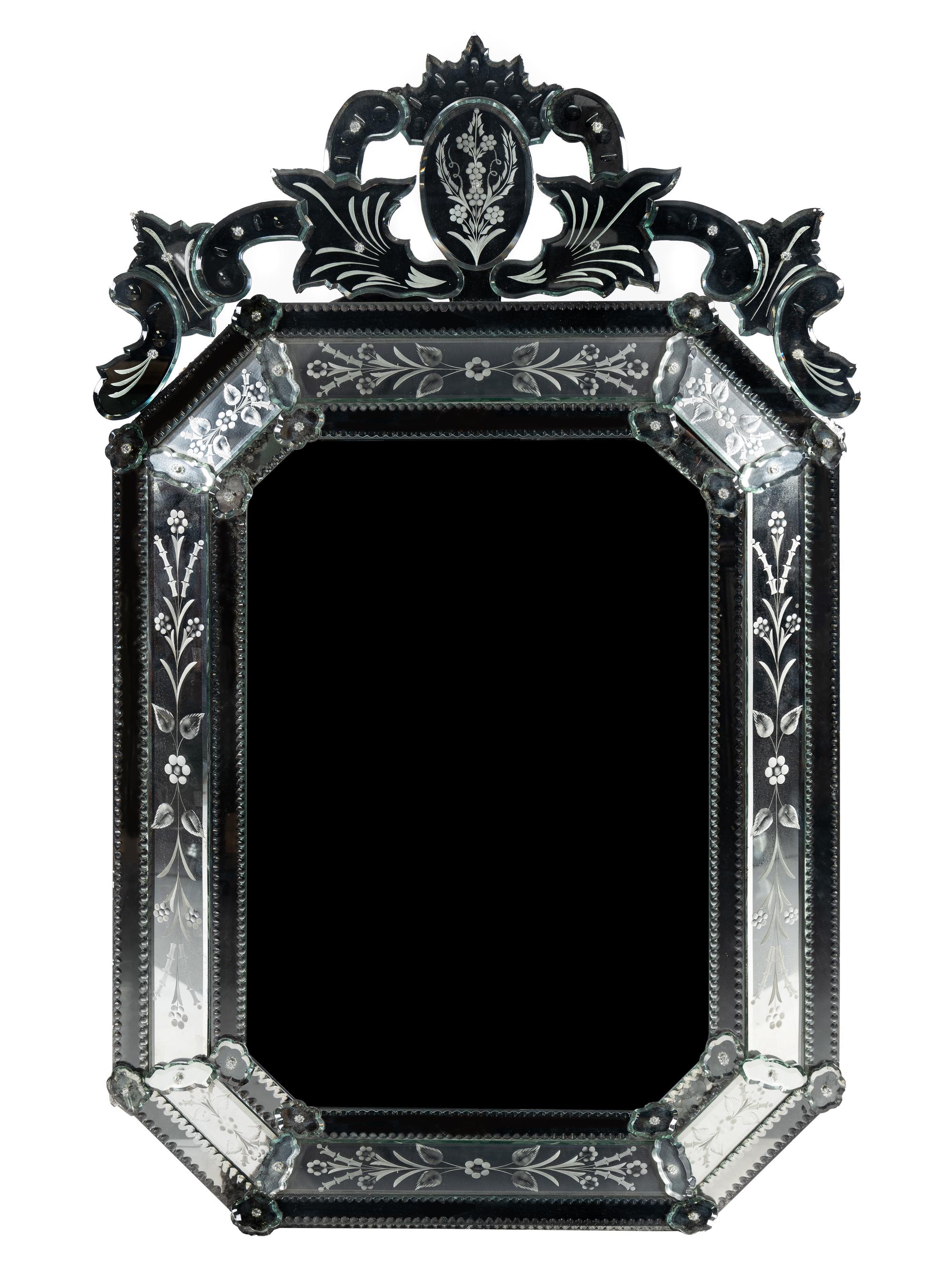 A Venetian Etched Glass Mirror