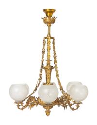 A Cornelius and Baker Six-Light Gilt Metal Gasolier
