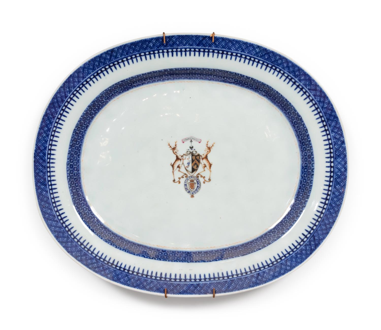 Seven Chinese Export Armorial Porcelain Plates