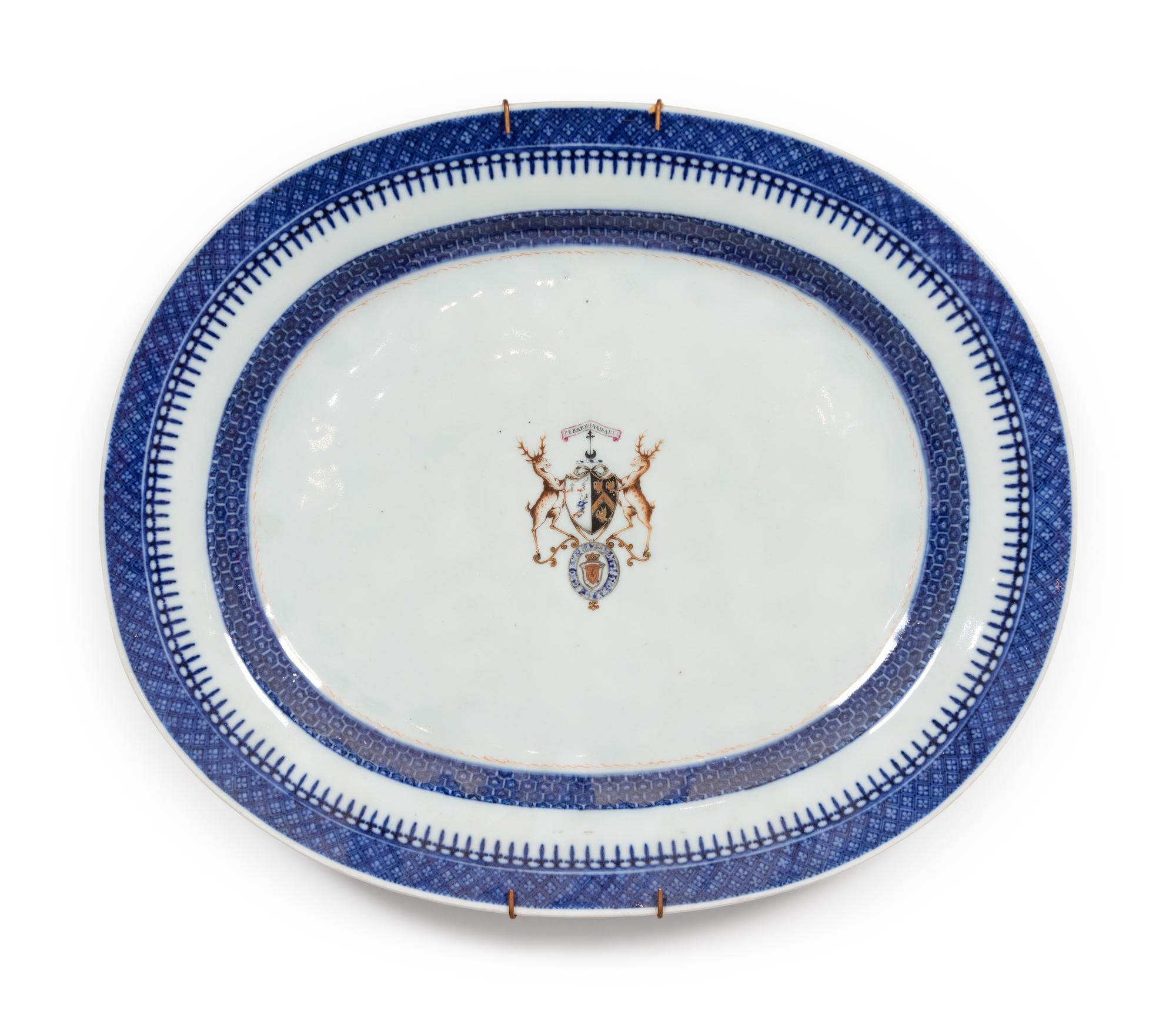 Seven Chinese Export Armorial Porcelain Plates