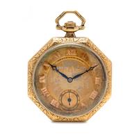 GRUEN, 14K YELLOW GOLD 'VERITHIN' OPEN FACE POCKET WATCH