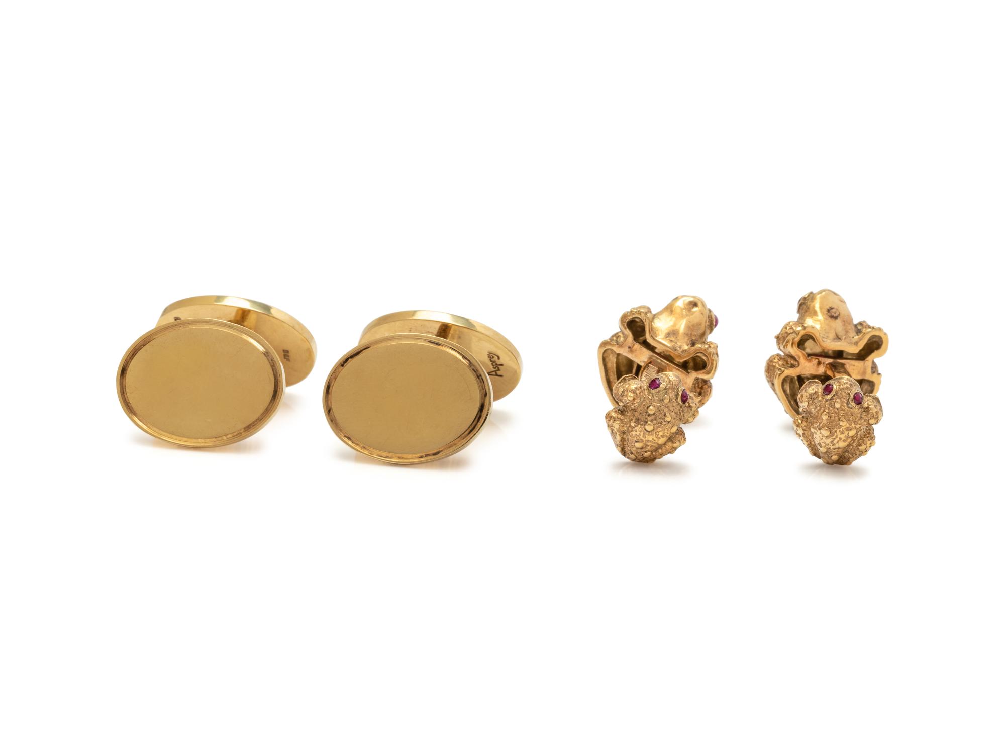 ASPREY AND ANDREW CLUNN, YELLOW GOLD CUFFLINKS