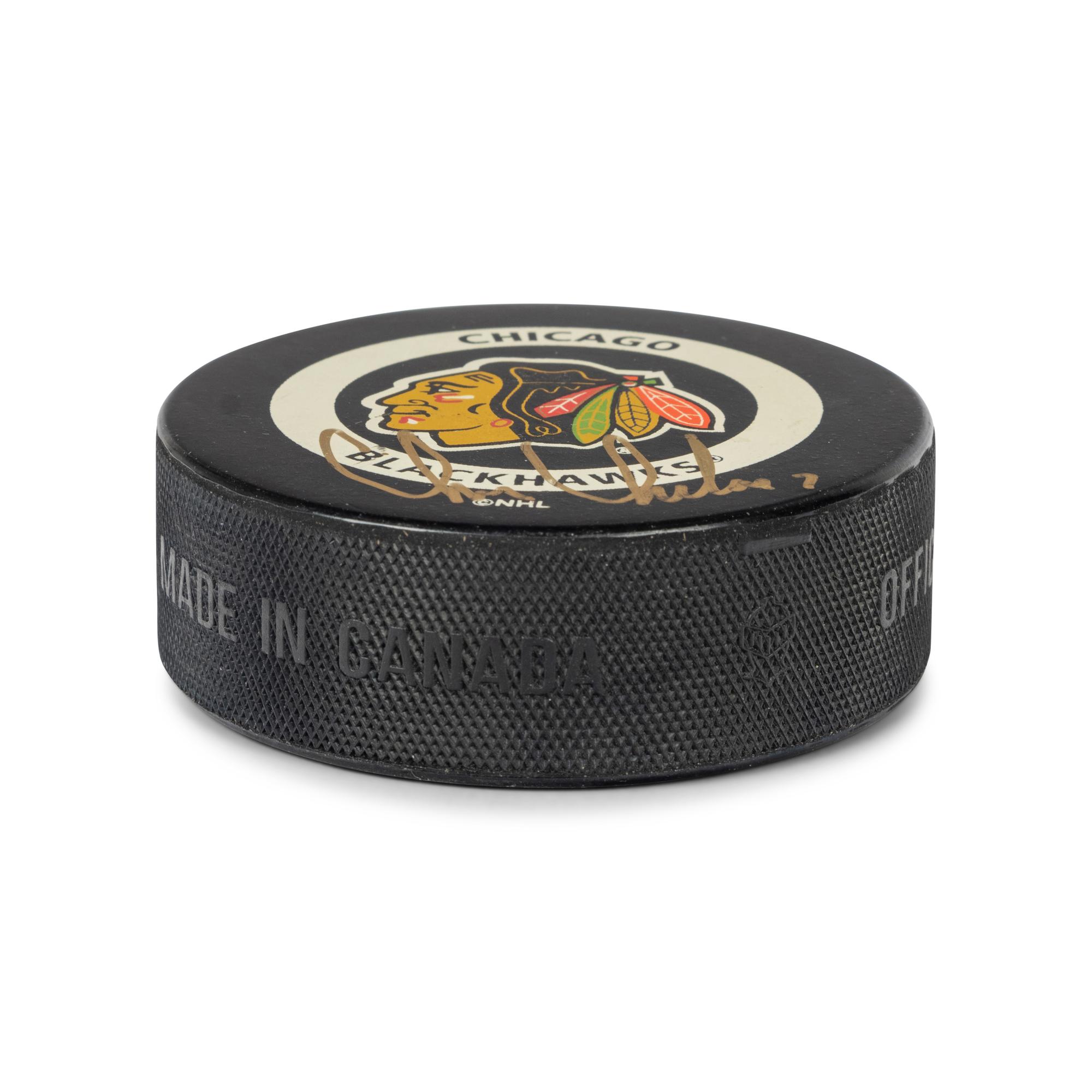 A Chris Chelios Personally Gifted Signed Autograph Chicago Blackhawks Jersey and Hockey Puck,
