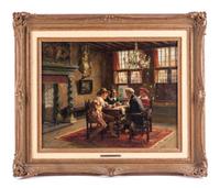 Albert Friedrich Schroder, (German, 1854-1939), Card Players