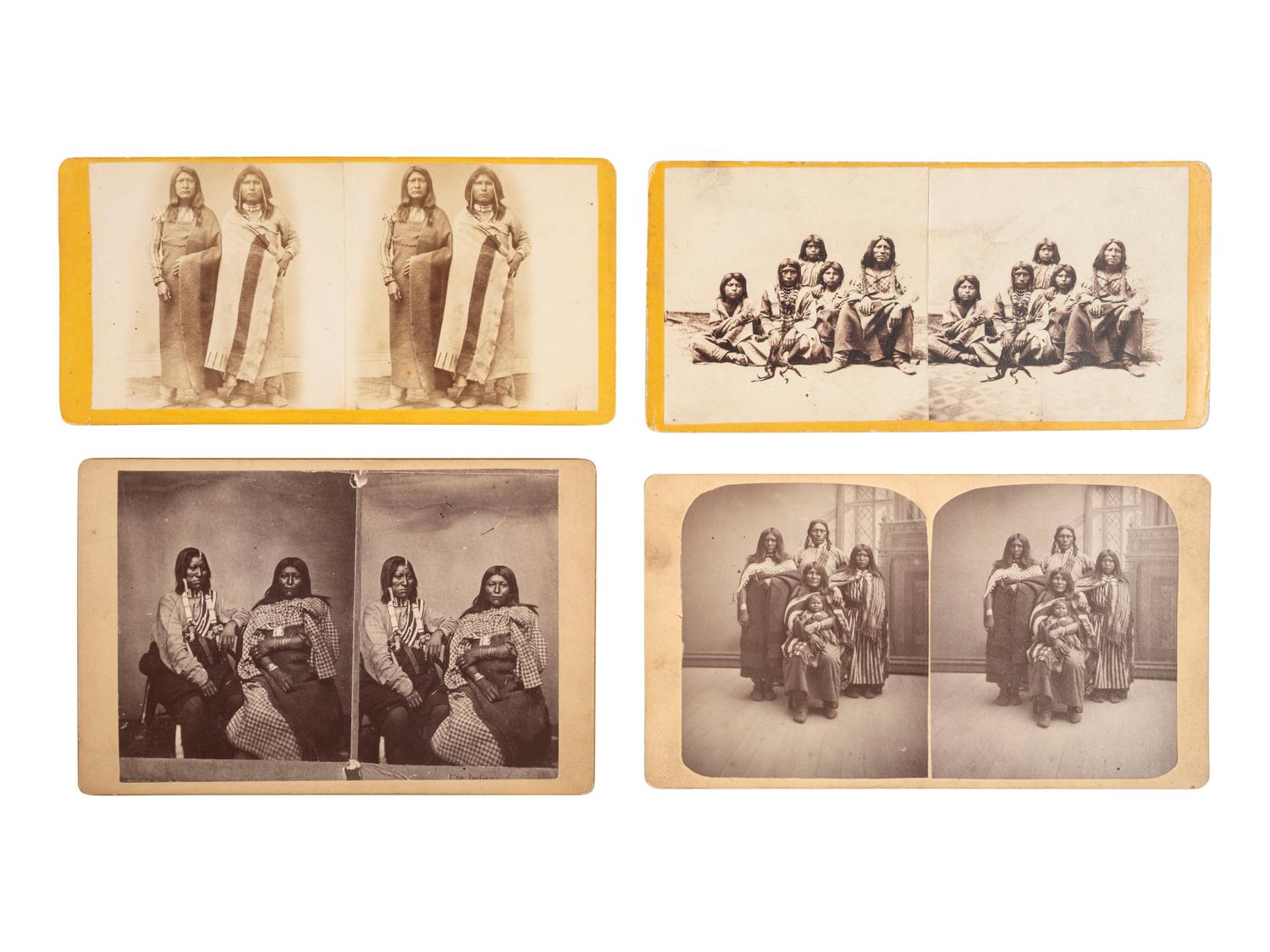 [NATIVE AMERICANS]. 6 stereoviews of Ute and Paiute Indians, incl. examples by CARTER and HILLERS.