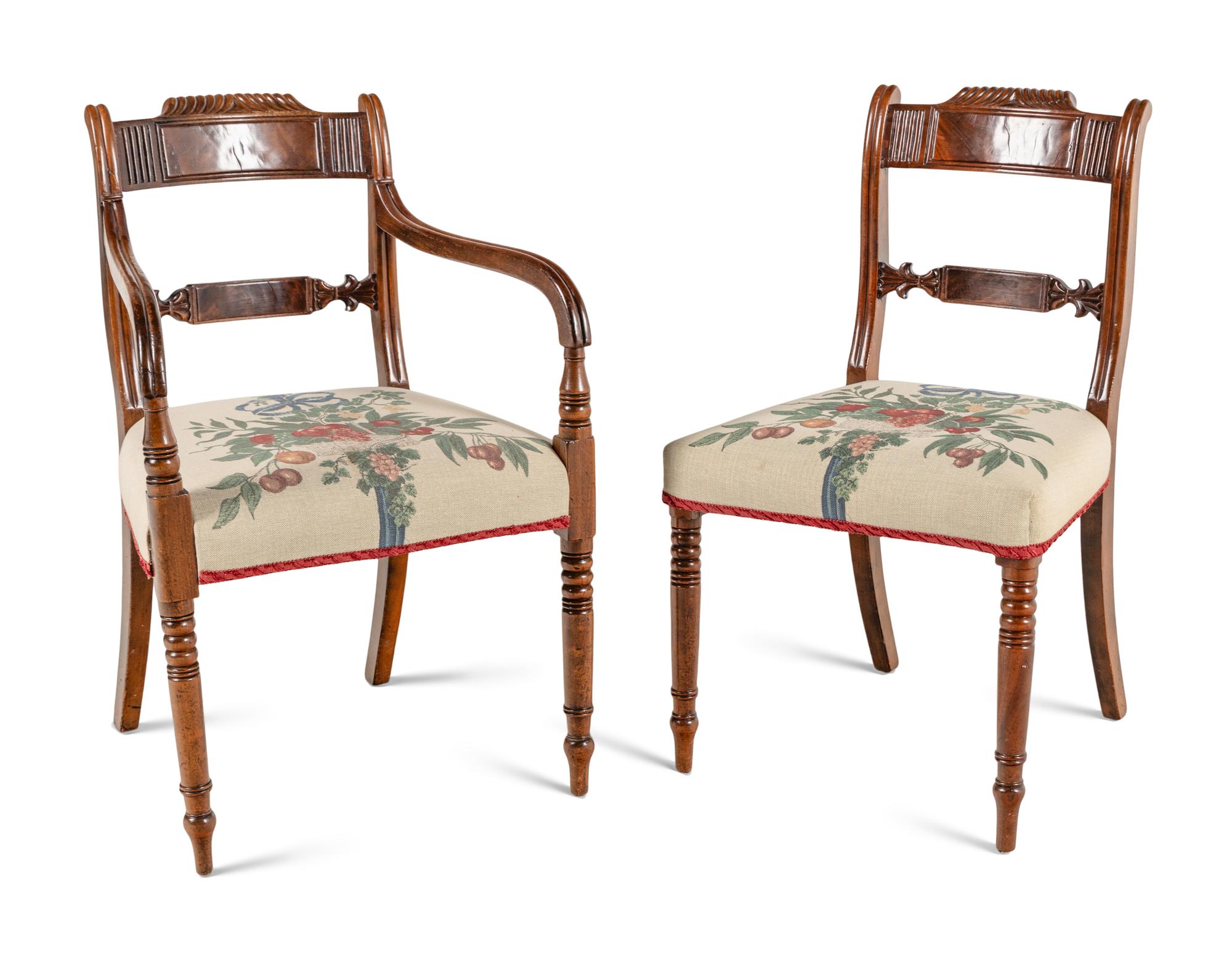A Set of Eight English Mahogany Dining Chairs